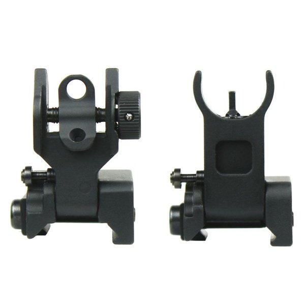 Premium Mil Spec Flip up Front Rear Iron Sight Set Fits Picatinny Rails Flattop - West Lake Tactical