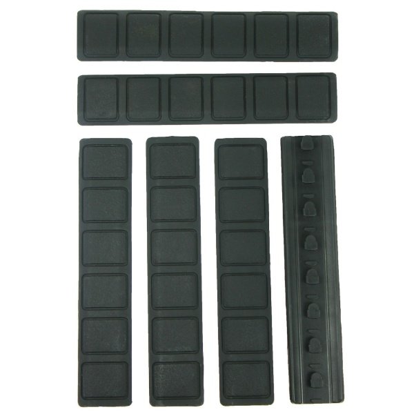 Pack of 6 Black KeyMod Rail Cover Textured Anti Slip Soft Rubber Panels -  6.25“